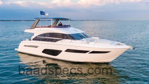 Princess 70 Flybridge tekniske specifikationer og anmeldelser
